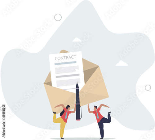 Remote recruitment, job offer email for accepted candidate, online employment technology or electronic contract signing.life and employment of people.