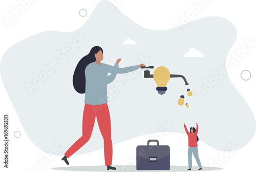 Inspiration ideas, mentorship or coaching to motivate or guidance business solution, creativity and innovation to help grow business concept.life and employment of people.
