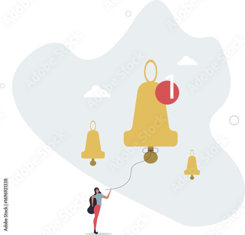 Ring subscription bell to get reminder for new social media content.life and employment of people.