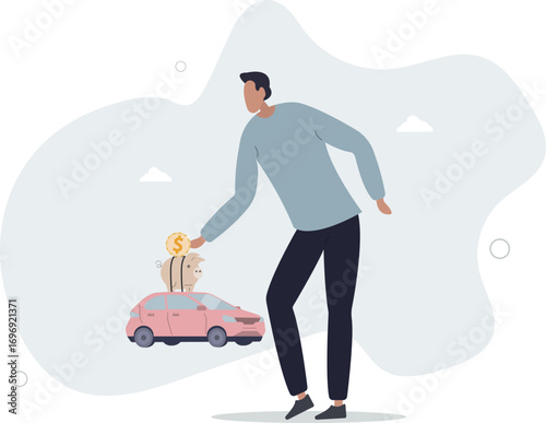 Saving money to buy new car, expense or budget for car maintenance service, debt or car loan concept.life and employment of people.