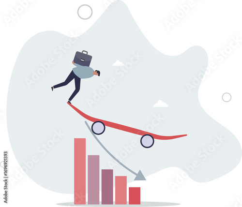 Prepare for economic down fall, collapse recession or financial crisis causing stock and crypto market to fall down concept.life and employment of people.