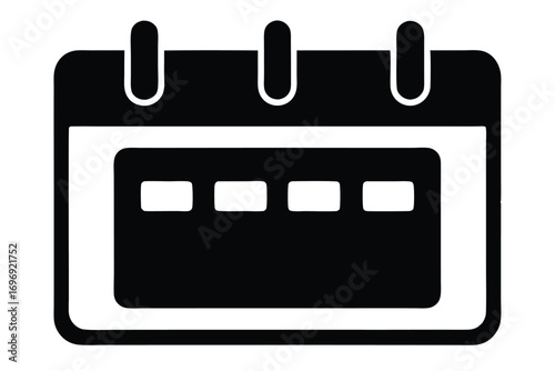 Black and White Calendar Icon Graphic Representing Dates and Scheduled Appointments Times