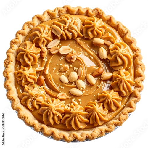 Round peanut butter pie with cream