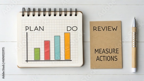 Project Management Chart with Plan, Do, Review, and Measure Steps