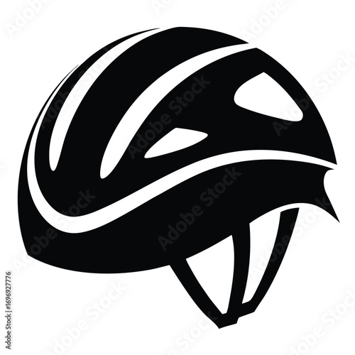Stylized Graphic of a Bike Helmet with Ventilation Holes in Black and White