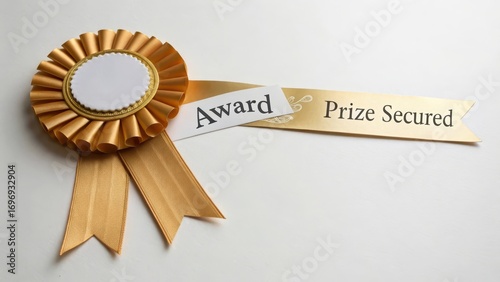 Golden Award Ribbon with Empty Center for Customization and Text