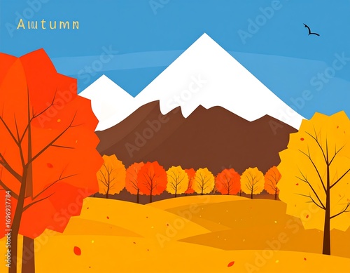 Autumn landscape with mountains