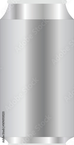 Blank Silver Aluminum Can Mockup Isolated on White Background