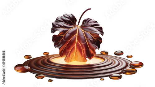 Develop branding for NaturaLumin, a premium organic product or elixir. The logo, a glowing leaf in amber liquid, should convey natural purity, potent benefits, warmth, and a touch of sophisticated lux