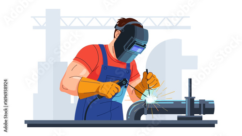 Artisan's precision: Depicting the dedication of a professional welder meticulously at work, highlighting their skill and the transformative power of their craft. 