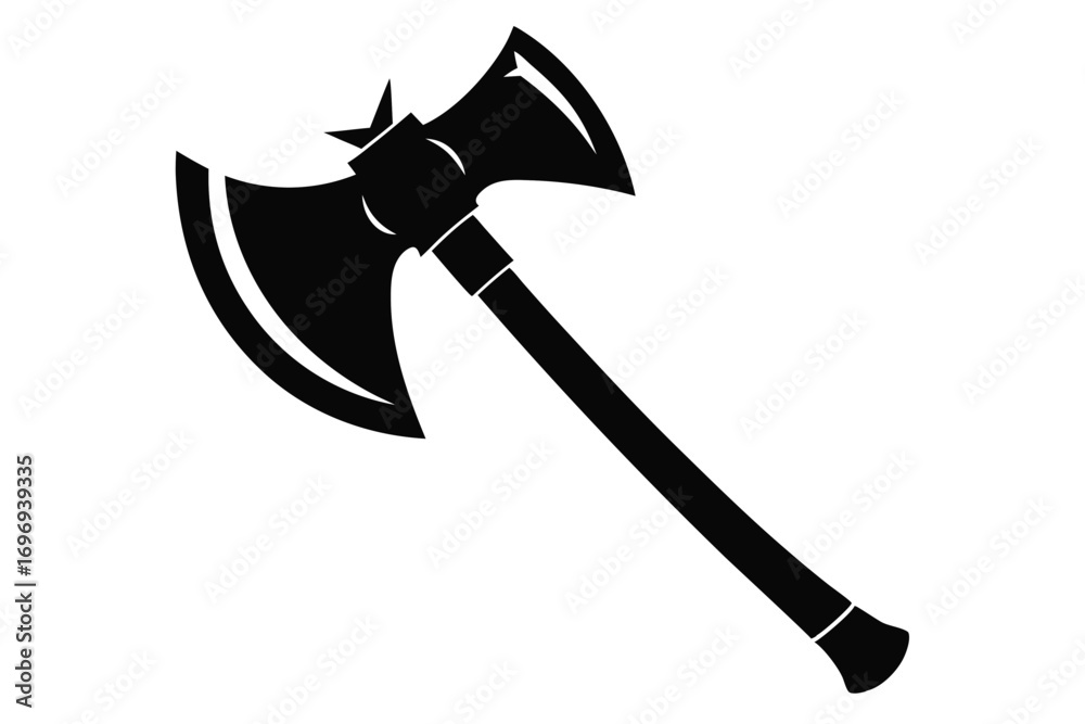 Fototapeta premium Silhouette Illustration of a DoubleBladed Battle Axe with a Star Detail