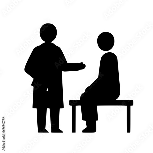 Doctor explaining diagnosis to patient sitting on examination table in clinic representing healthcare and medical consultation and support