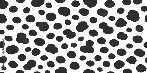 Seamless vector illustration of an animal print heart pattern with black and coffee-colored leopard spots