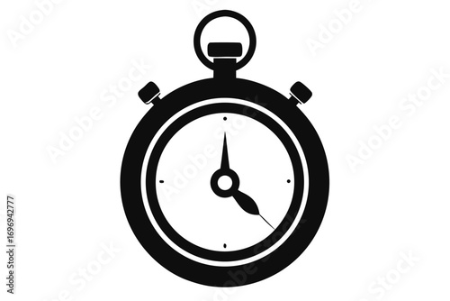 Black Silhouette of a Stopwatch Timing Device with Hands Moving Forward Quickly
