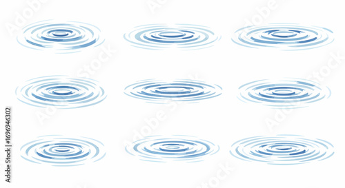 Watercolor Ripple Effect Designs A Set of Nine Minimalist Illustrations for Graphic Elements