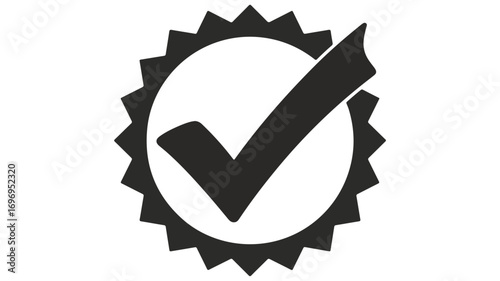 Black checkmark within a serrated circle icon check mark tick