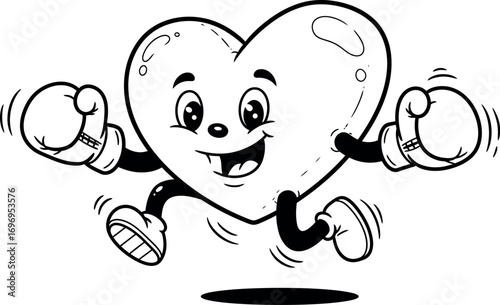 Heart Champion: An animated heart figure, radiating positivity with boxing gloves. Celebrating healthy living.