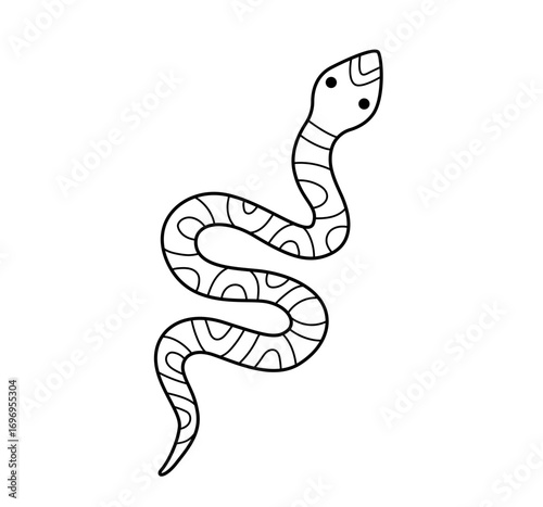 Snake cartoon character. Coloring book element. Outline contour vector isolated illustration.
