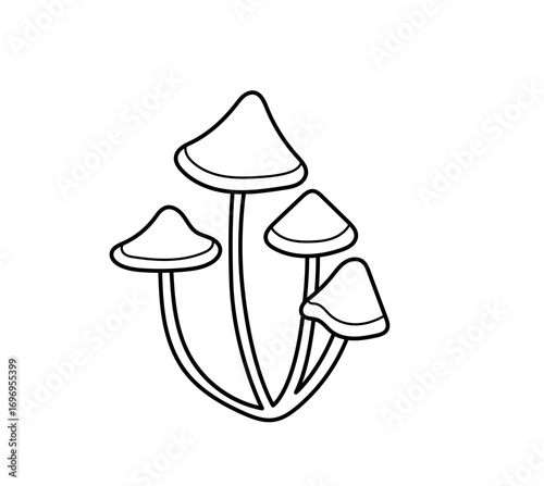Mushrooms. Forest plant. Witch craft cartoon element. Simple icon. Outline contour vector isolated illustration.