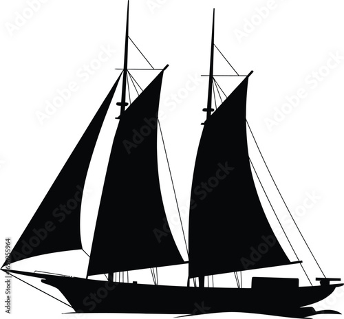 Classic two-masted sailing ship silhouette nautical adventure maritime transport