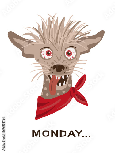Cute ugly dog vector illustration. Comic print for t-shirts