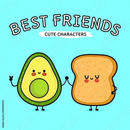 Best friends: avocado and toast characters holding hands