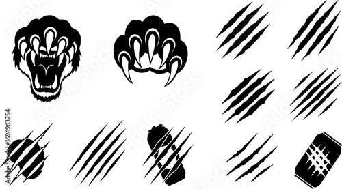 Claw scratches svg, Claw svg, Tiger claw svg, Claw scratches silhouette, Claw mark silhouette, Claw silhouette, Tiger, Cat, Beer claw silhouette, Claw marks svg set