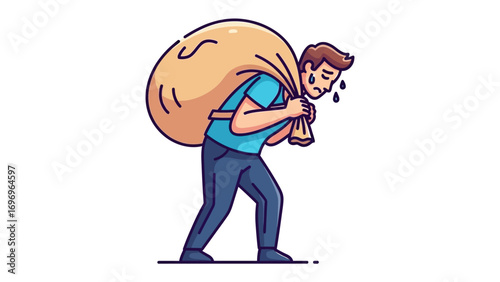 Overburdened: An illustration depicting a person struggling under a heavy burden, symbolizing the weight of responsibility. 