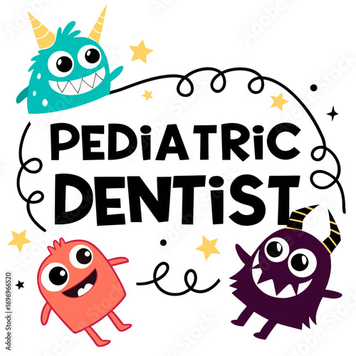 Adorable monsters celebrate pediatric dentist visit, making dental care fun and friendly for kids