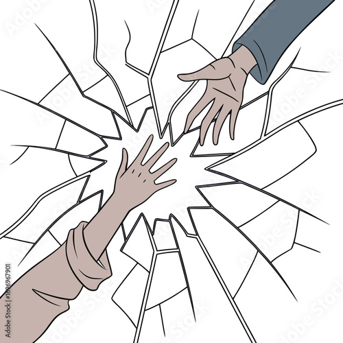 People in a business partnership shake hands on an agreement, holding a piece of paper