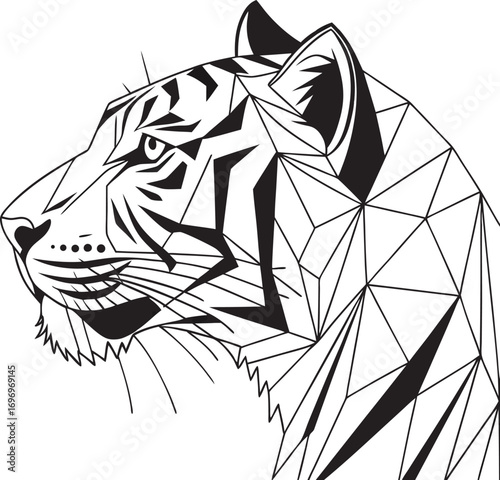 Vector sketch drawing of an ancient black cat statue and a woman silhouette