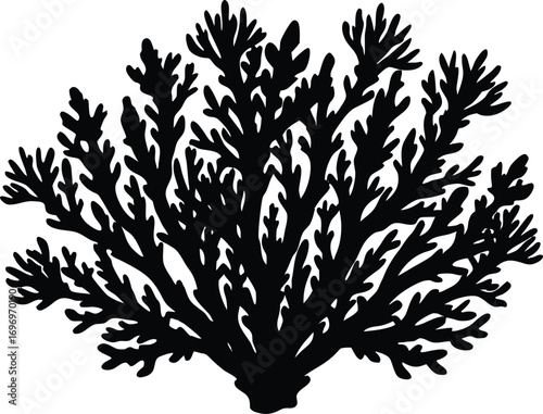 Coral Plant Silhouette Illustration | Underwater Coral Plant Vector Art