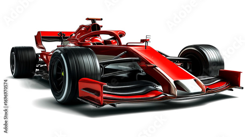 red Formula One car on a transparent background