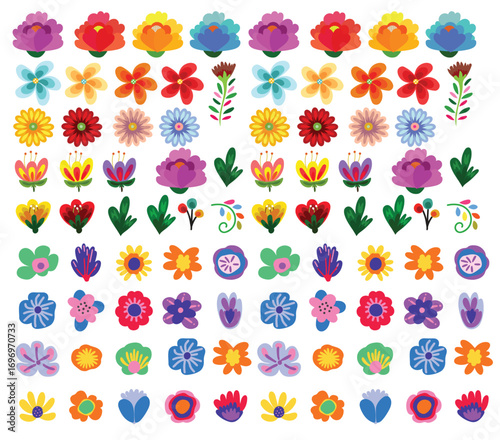 Colorful spring flowers vector illustration