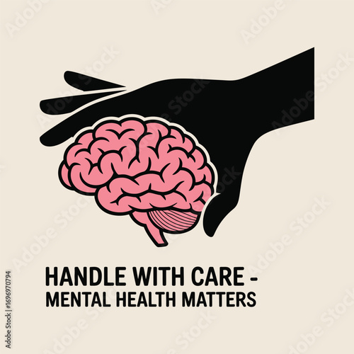Hand holding brain symbolizing mental health care and well-being support concept