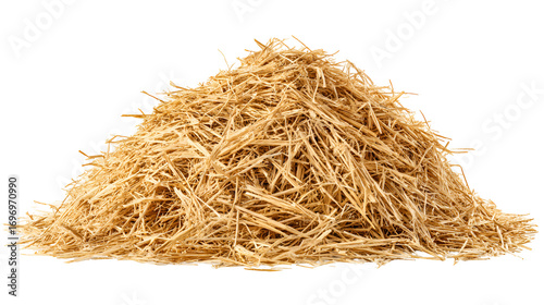 A Pile of Golden Hay Isolated on Black Background