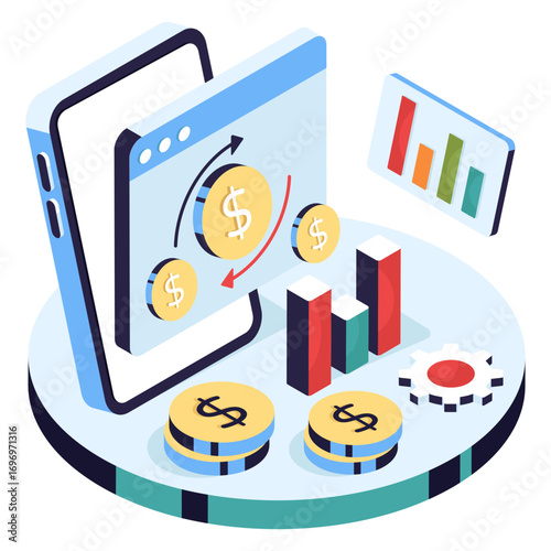 Trendy design illustration of money flow