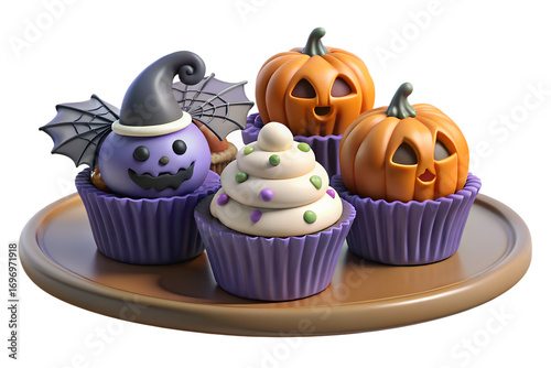 Halloween cupcakes spooky treats pumpkin cupcakes cat cupcake ghost cupcake festive dessert halloween party ideas on transparent background