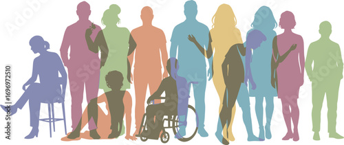 Diverse Silhouettes & Inclusivity Illustration - AI Generative
