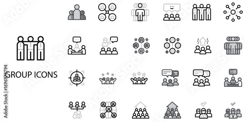Group simple concept 24 Grew color icons set .Vector illustration.