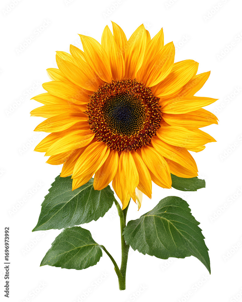 Fototapeta premium Vibrant Sunflower Isolated on Black Background,