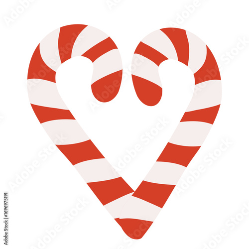 Christmas heart-shaped candy canes doodle illustration