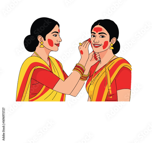 Modern Goddess Face Poster for Durga Puja. A contemporary vector poster featuring a large, stylized face of Goddess Durga. 