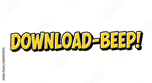 Bold "DOWNLOAD-BEEP!" Text with Comic Book Style Design