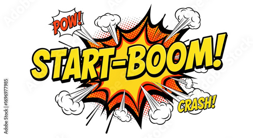Comic Book Style Start-Boom Explosion Graphic