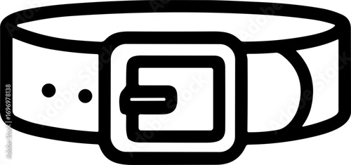 black and white belt with buckle illustration.