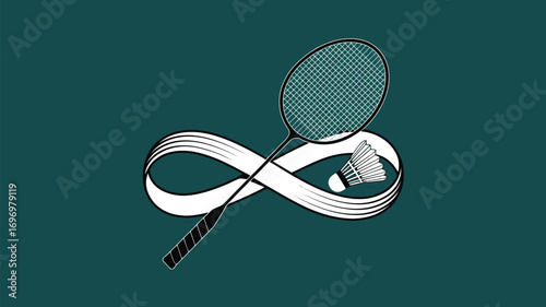 Dynamic badminton racket and shuttlecock symbolize endless sport and athletic passion