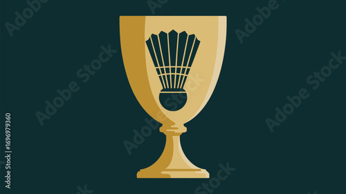 Golden badminton trophy symbolizing victory and sports achievement in competitive play