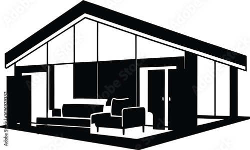 Modern Bungalow Interior Silhouette