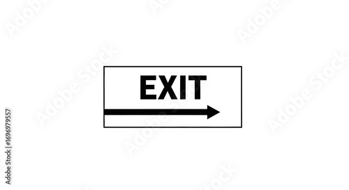 Black and White Exit Sign with Arrow Pointing Right